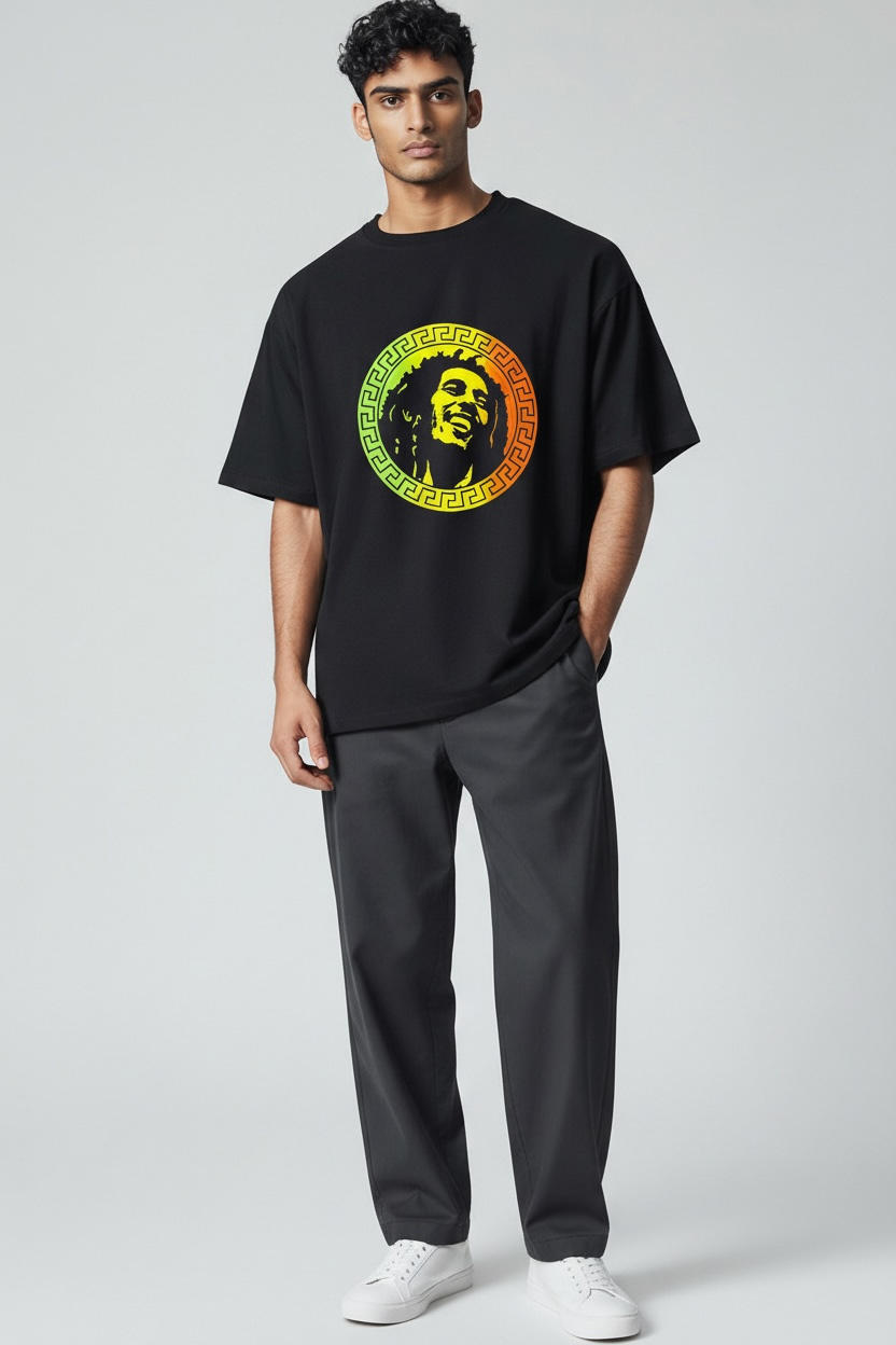 Pro Club Bob Marley Rasta Circle Black T-Shirt